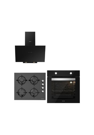 Silverline BO6501B01 - CS5349B01 -  3481 Siyah Cam Ankastre Eko Set