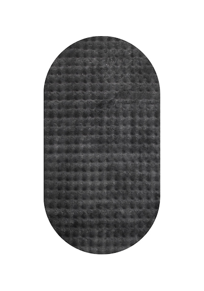 Oval Puffy Bubble Yumuşak Peluş Halı Kaymaz, Yıkanabilir, Antre, Hol, Mutfak Halısı Antrasit