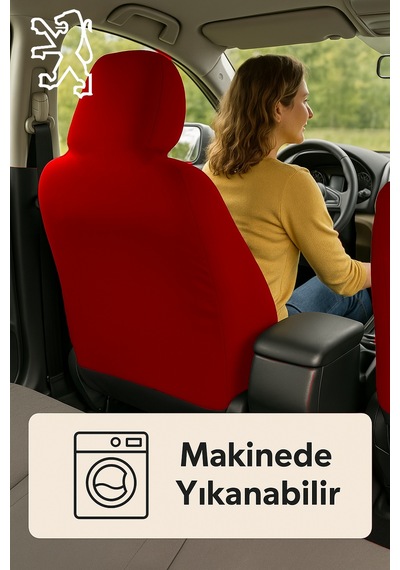 Arac İçinde Estetik Ve Rahatlik Arayanlara Peugeot 301 İle Uyumlu Oto Koltuk Kılıfı Kırmızı