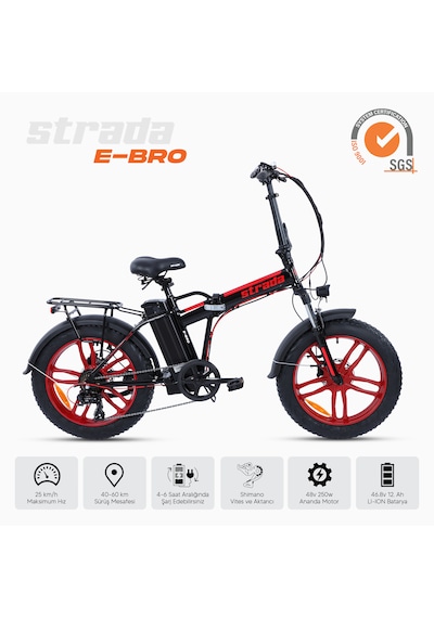Strada E-bro 20 Jant Elektrikli Bisiklet Kırmızı
