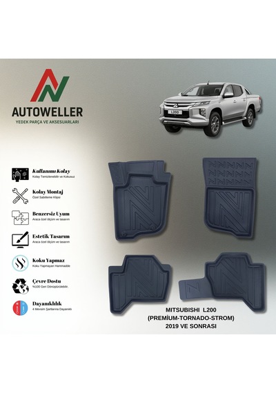 Mitsubishi L200 2019-2023 Uyumlu Havuzlu Oto Paspas Premıum-tornado-storm
