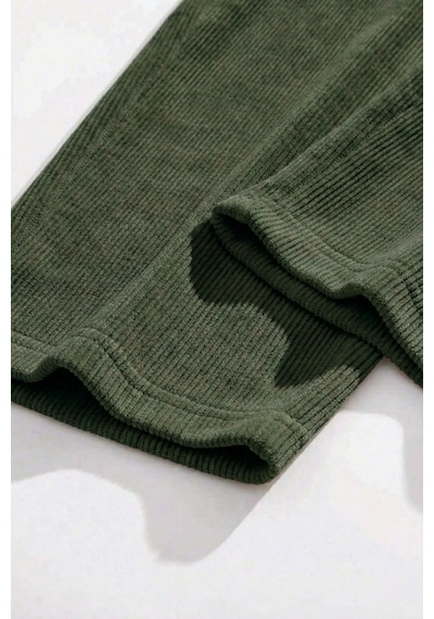 Genius Store Genıus Erkek Pantolon Fitilli Kadife Bol Paça Oversize Pantolon Haki