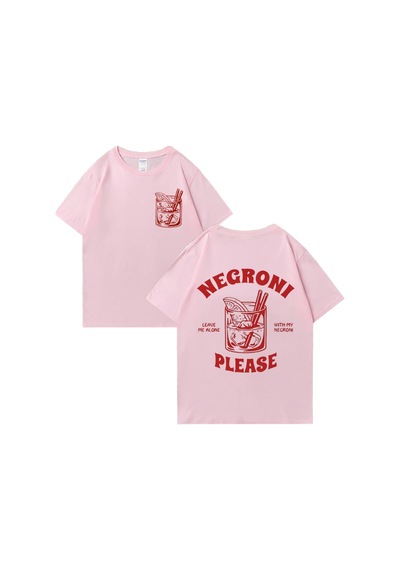 Flood Of Style Negroni Lütfen Grafik T Shirt Erkek Kadın Komik Kokteyl Meme Tee Boy Yüksek Kalite Yaz Pembe