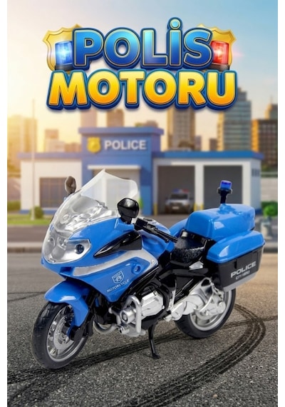1:20 Ölçek Sesli Işıklı Oyuncak Polis Motoru - Büyük Boy Model Motosiklet Çok Renkli