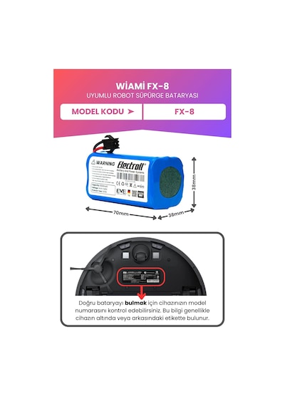 Wiami Fx-8 Uyumlu Batarya Maksimum Kapasite 3500mah Pil