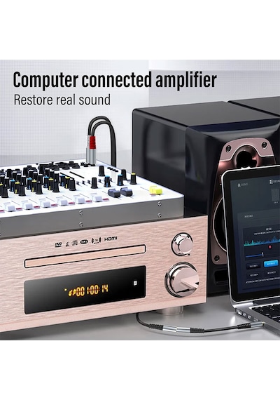3.5 Mm Stereo To 2x Rca Erkek Audio Ses Kablosu Amplifikatör İçin Kablo