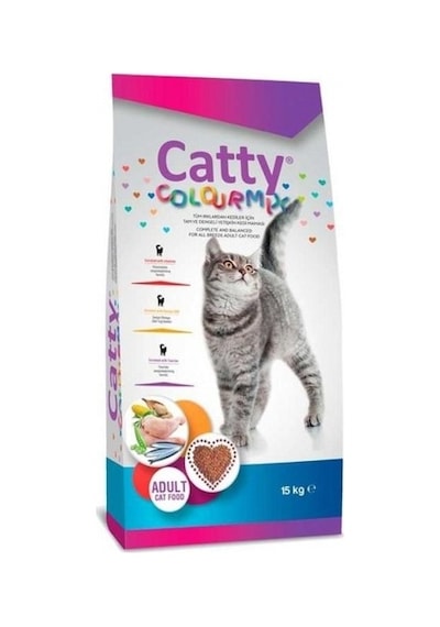 Catty Colourmix Renkli Taneli Tavuklu Yetişkin Kedi Maması 15 KG