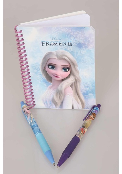 Lisanslı Elsa Frozen Çizgili Not Defteri Ve Versatil Uçlu Kalem 0.7 Mm 2'lisi Altın