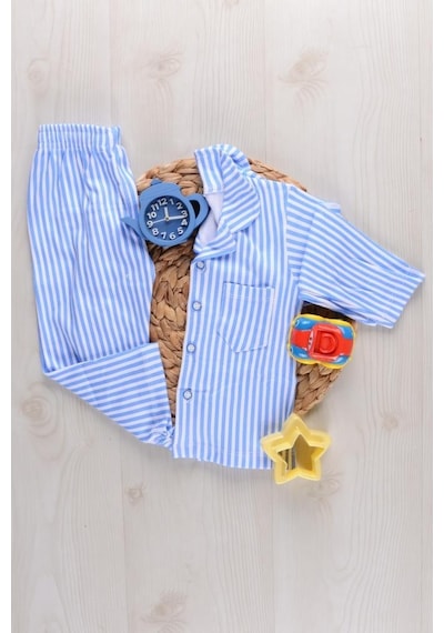 Lemoon Çizgili Düğmeli Çocuk Pijama Takımı C83294 001