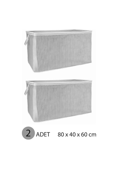 2 Adet Gri Çizgili Fermuarlı Mega Boy Hurç Yastık-yorgan-kıyafet Düzenleyici 80 40 60 Cm 80 X 40 K Diğer