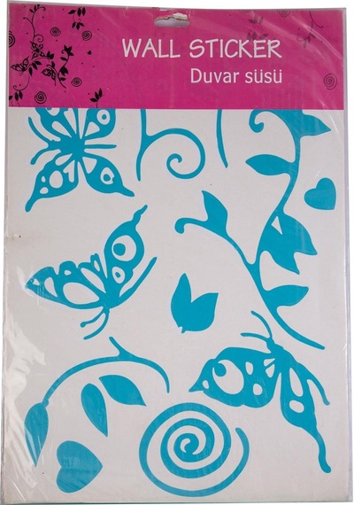 Defter Sticker,laptop Sticker Mavi Kelebekli Pvc 48x33x0,5cm