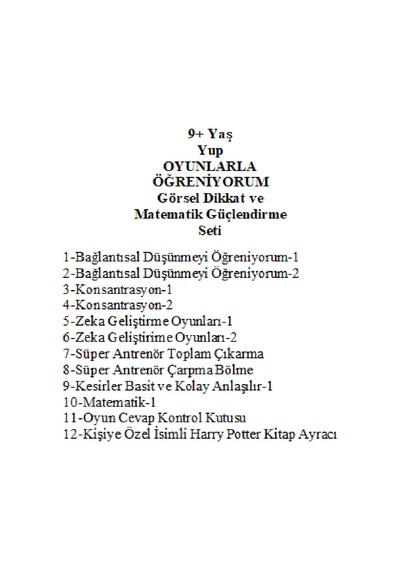 Önel Yayıncılık YUP 9+ Yaş Görsel Dikkat ve Matematik Güçlendirme Seti + Kişiye Özel İsimli Harry Potter Kitap Ayracı
