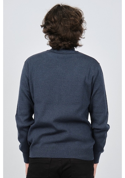 Ateş Triko Erkek Yarım Balıkçı Yaka Desenli Kazak 6091804 Indigo Indigo İndigo
