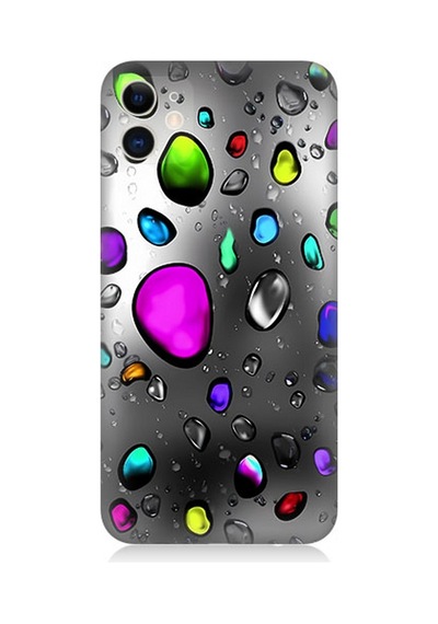 Apple Uyumlu iPhone 11 Silikon Kılıf Renkli Yağmur Damlaları