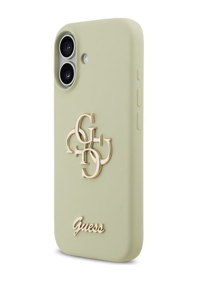 Apple Uyumlu iPhone 17  Kılıf Guess Lisanslı Grained Yazı Logolu Kapak Yeşil Yeşil