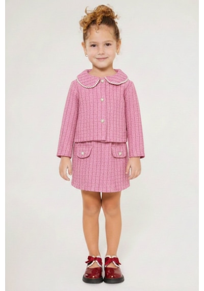 My Kids Wear Kız Çocuk Bayramlık İnci Detaylı Tüvit Takım 12545 Pembe