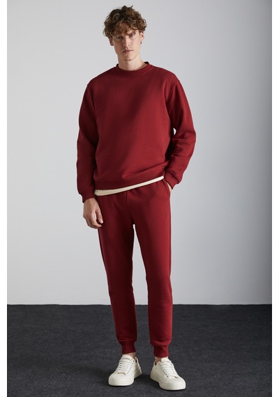 Grimelange Travıs Erkek Organik Kumaşlı Yumuşacık Regular Fit Yuvarlak Yakalı Bordo Sweatshirt Bordo