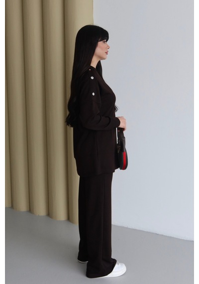 Balenbi Omuz Çıtçıt Detaylı Bisiklet Yaka Oversize Modal Tesettür Takım 1178 Kahverengi Balenbi Omuz Çıtçıt Detaylı Bisiklet Yaka Oversize Modal Tesettür Takım 1178 Kahverengi