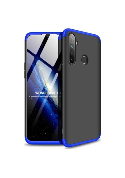 Realme 5 Kılıf Zore Ays Kapak Siyah-Mavi