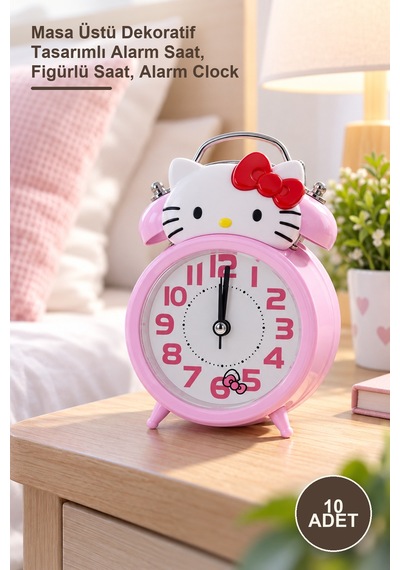 10 Adet Figürlü Çalar Saat Alk1503 Masa Üstü Dekoratif Tasarımlı Alarm Saat, Figürlü Saat, Alarm Clock Diğer