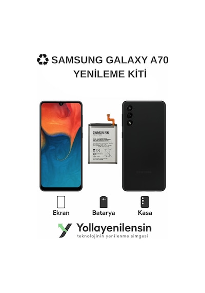 Samsung Galaxy Uyumlu A70  Kiti Ekran + Batarya + Arka Kasa e Eş Değer Kalite Parçalar