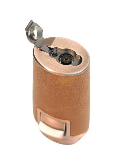 Parmida Çift Torch Pürmüz Delicili Gövdesi Deri Bronz Metal Puro Çakmağı - Tr9616