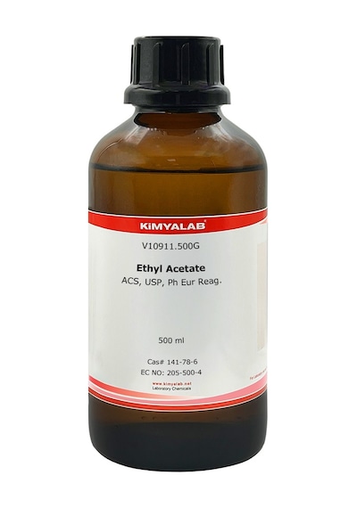 Etil Asetat Cam Şişe - Ethyl Acetate Extra Pure %99.5 500 ML
