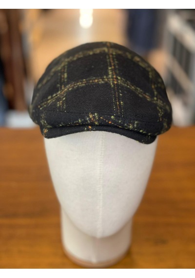 Hamze İngiliz London Model Kareli Kaşe Kumaş Kasket Şapka Siyah