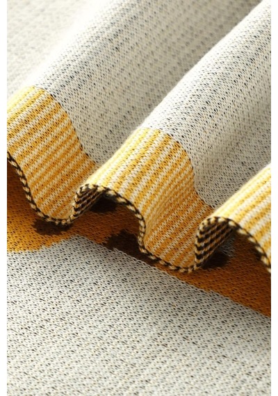 Kız Ve Erkek Bebek Için Triko Örgü Bebek Battaniyesi Sarı Zürafa 90cm X110cm Hardal4 Hardal4