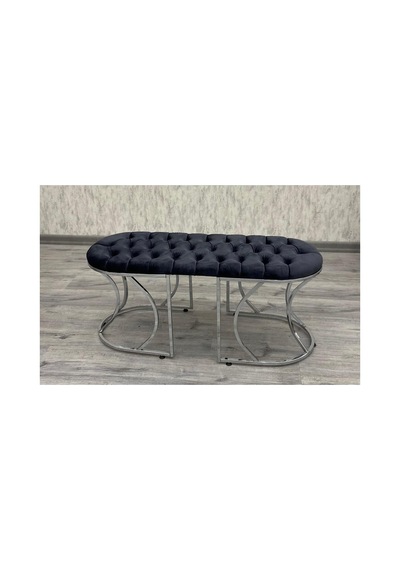Lüks Puf Bench Gümüş Gümüş