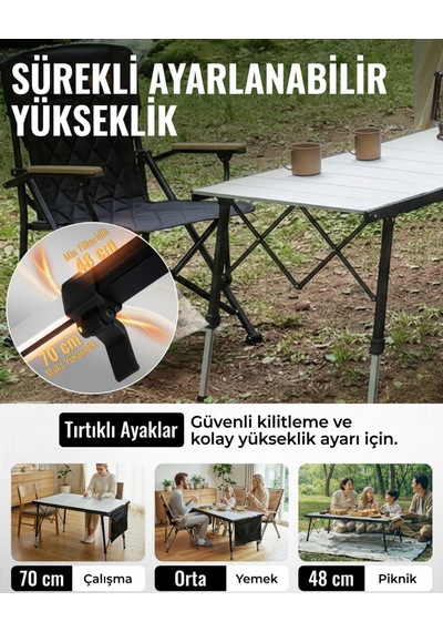 Kingcamp Granıte C14070 140x70 Cm Geniş Katlanır Lux Kamp Masası Gri