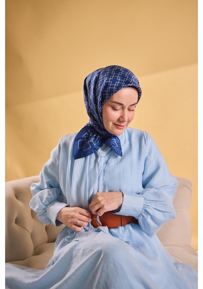 Silk Home Twill İpek Eşarp Zincir Mavi Çok Renkli