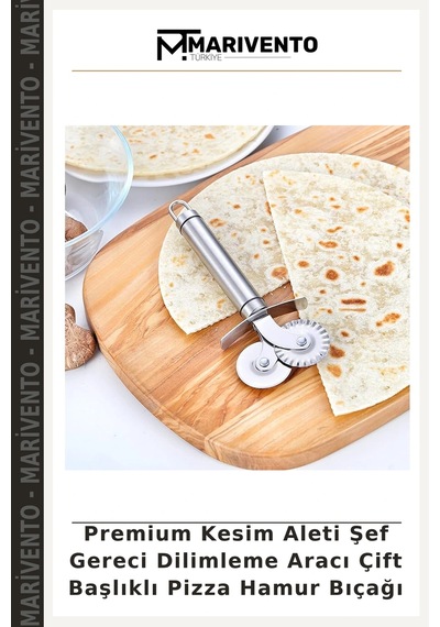 Premium Kesim Aleti Şef Gereci Dilimleme Aracı Çift Başlıklı Pizza Hamur Bıçağı Belirtilmemiş