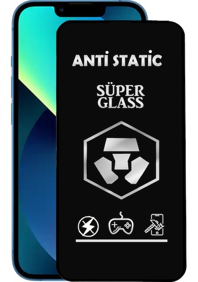 Apple Uyumlu iPhone 13 Tam Kaplayan Anti Statik Dayanıklı Süper Cam Ekran Koruyucu