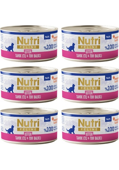 Nutri Feline Kitten Pate 70gr Pate Tavuk Etli Ton Balıklı 6adet Yaş Yavru Kedi Maması
