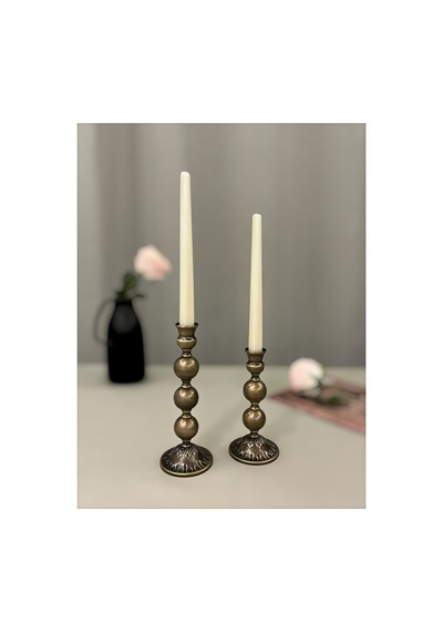 Bob Rustik Eskitme Gold 2'li Şamdan & Mumluk Dekorasyon Seti Eskitme Gold - 873874461 Eskitme Gold