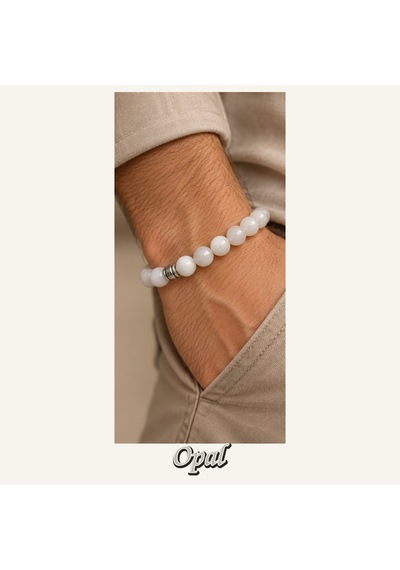 Opal Taşı Bileklik 8 Mm, Unisex, Elastik Çok Renkli