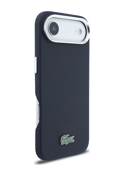 Apple iPhone 17 Air Kılıf Lacoste Lisanslı M-safe Uyumlu Pvc Pike Desenli İkonik Timsah Logolu Lacivert