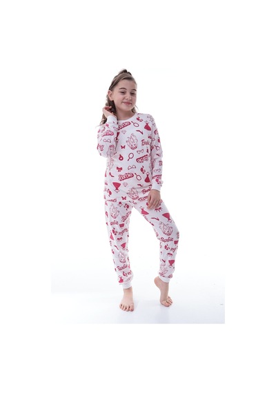 Kız Çocuk Baskılı Pamuklu Pijama Takımı Rahat, Nefes Alan, Yumuşak Kumaşlı Uyku Takımı Beyaz Kız Çocuk Baskılı Pamuklu Pijama Takımı Rahat, Nefes Alan, Yumuşak Kumaşlı Uyku Takımı Beyaz