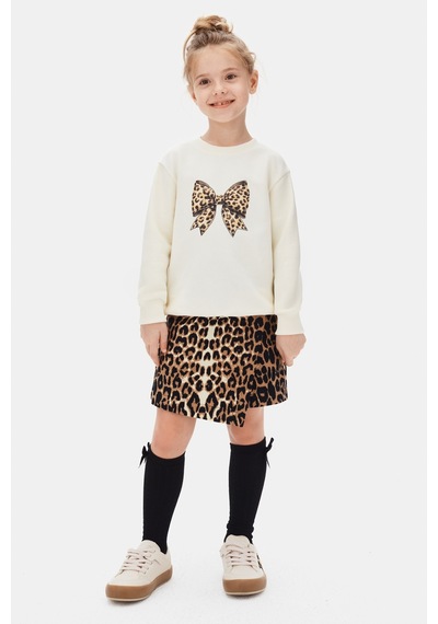 Xo Kids Kız Çocuk Sweatşirt 4-8 Yaş 39530 Ekru - Gri Melanj