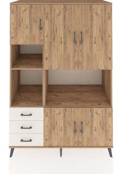 Kronos Dolap 9 Raflı 3 Çekmeceli 5 Kapaklı 132x59x195 Çam-çam... Çam