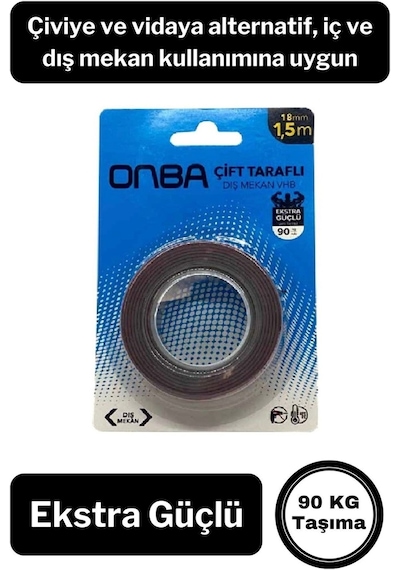 90 Kg Çift Taraflı Ekstra Güçlü Çok Amaçlı Tamir Silikon Bant Dış Mekan Montaj Bandı 18 Mm X 1,5 Mt