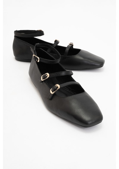 Luvishoes Luvi Shoes Glımmer Siyah Hakiki Deri Bilekten Bağlamalı Küt Burun Kadın Babet Ayakkabı Siyah Luvishoes Luvi Shoes Glımmer Siyah Hakiki Deri Bilekten Bağlamalı Küt Burun Kadın Babet Ayakkabı Siyah