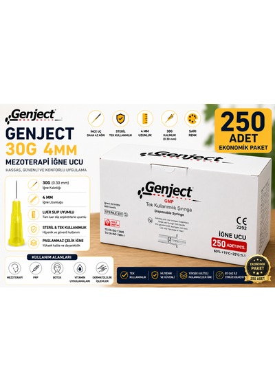 Genject Mezoterapi 30g/4mm İğne Ucu 250'li