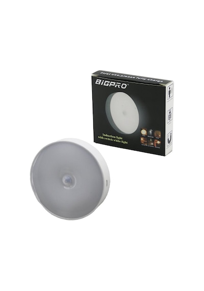 Bigpro Yuvarlak Lamba Çap: 8.3cm Kalınlık: 2cm Sensörlü 0-3mt Beyaz Led Usb Şarjlı Diğer
