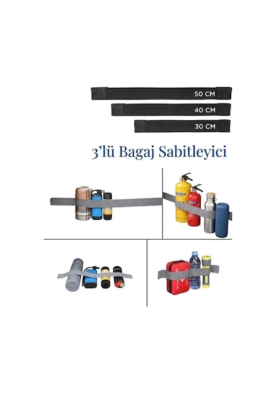 Markaflex Bagaj Düzenleyici Organizer Araç Ve Oto Sabitleyici Şerit Cırt Cırt 3 Adet Genel