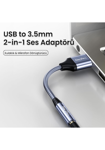 Usb-a To 3.5mm Jack Aux Mikrofon Destekli Dac Chip Hifi Ses Kartı