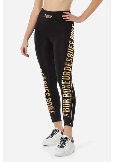 Boxeur Des Rues Lettering Printed Leggings Siyah Siyah