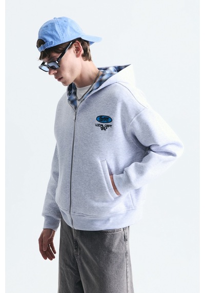 Vamos Boxy Fit Fermuarlı Kapüşonlu Sweatshirt V70-245 Çok Renkli