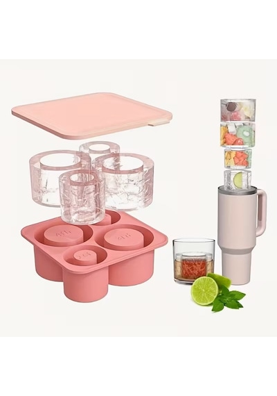 1 Adet Stanley Quencher Uyumlu Kapaklı Silikon Buz Kalıbı 4 Gözlü 20oz, 30oz, 40oz Bardak Uyumlu Karışık/çok Renkli